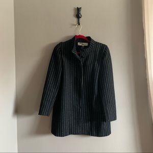 Vintage Bert Newman wool coat black and white pinstripe